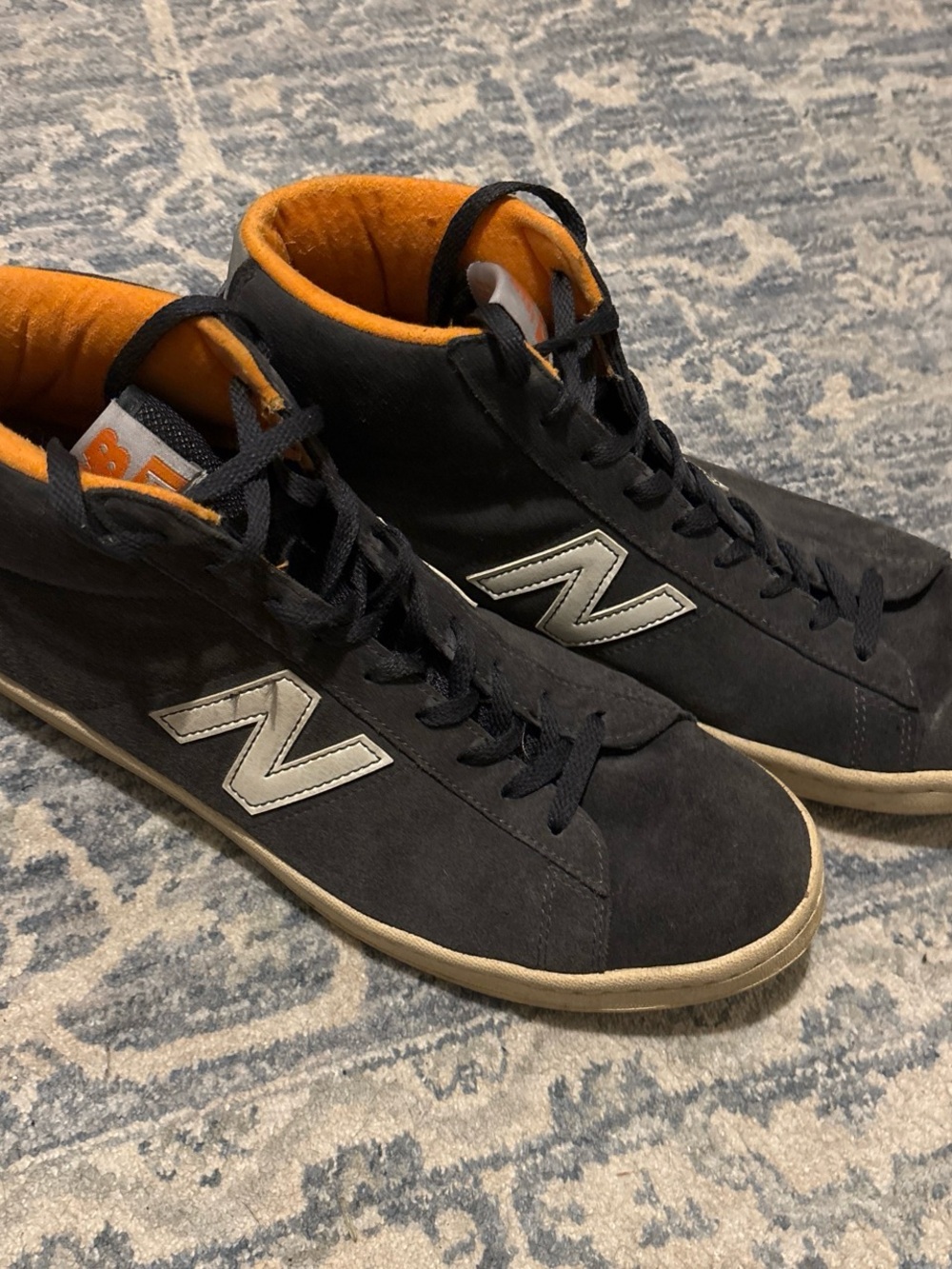 New Balance Navy and Orange Mid-Top Sneakers